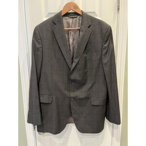 Jack Victor Super 110's Men's Dark Gray Plaid Blazer Wool Jacket Size 42R Verona